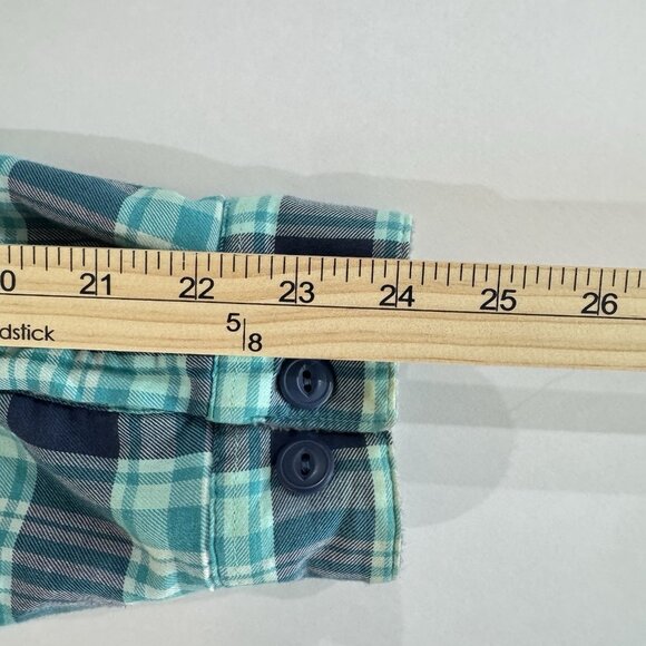 L.L. Bean Fleece-Lined Flannel Hoodie Women's Medium Blue Plaid Cotton Jacket - Picture 10 of 14